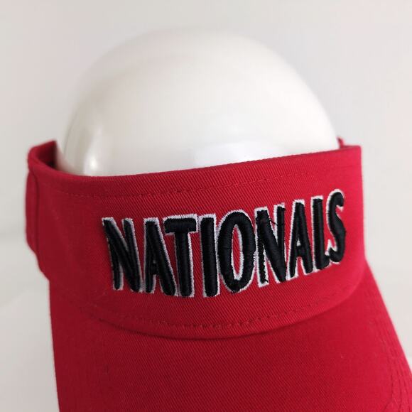 Champion MLB Washington DC Nationals Sun Visor Hat, Red Adjustable Strap - Picture 3 of 7